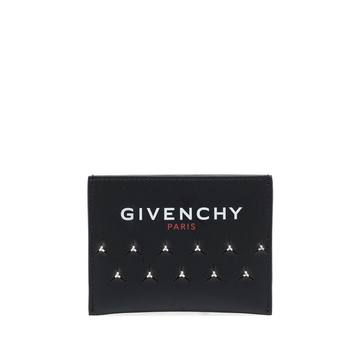 stud-embellished logo-print cardholder