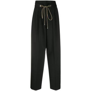 belted wide-leg trousers