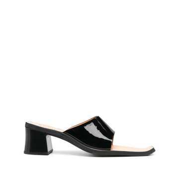 high-cut vamp patent sandals