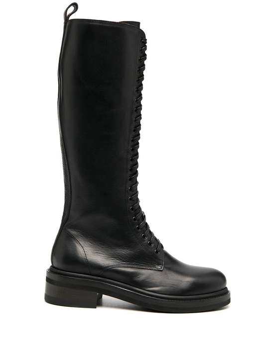 knee-high leather combat boots展示图