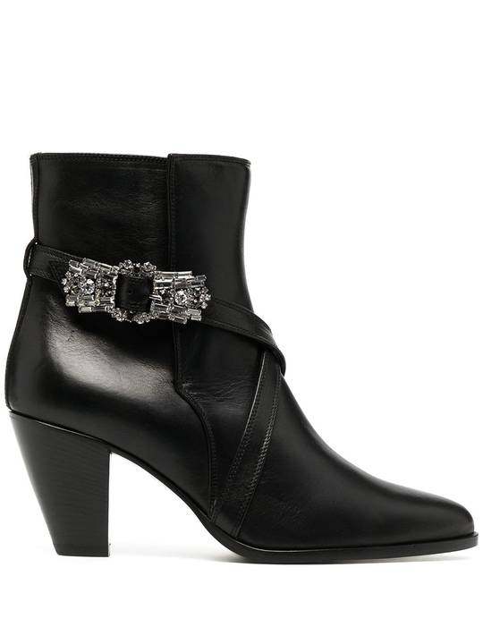 bejewelled buckle ankle booties展示图