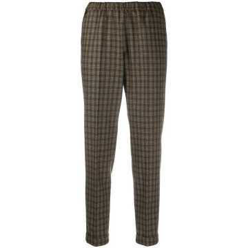 check pattern cropped trousers