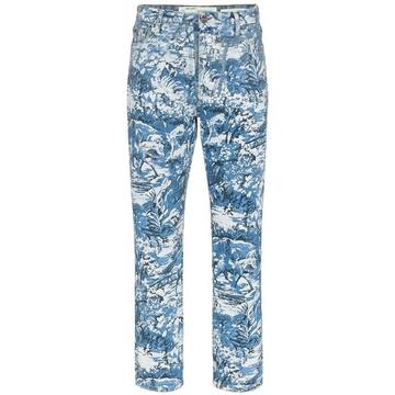 floral-print straight-leg jeans