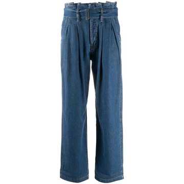 paper-bag pleated jeans