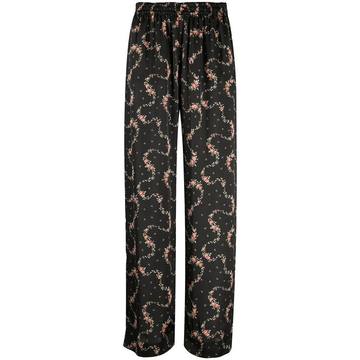 floral-print straight-leg satin trousers