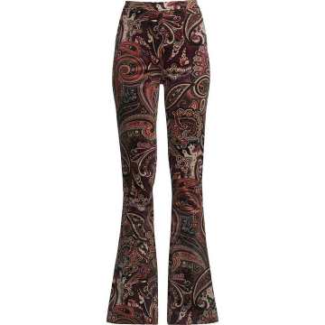 paisley velvet bell-bottom trousers