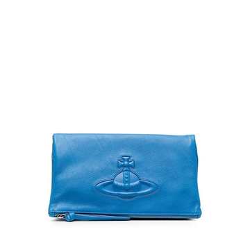 embossed logo clutch