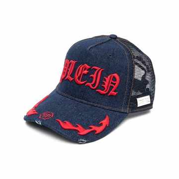 Gothic logo-embroidered denim baseball cap