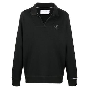 zip-neck logo embroidered sweatshirt