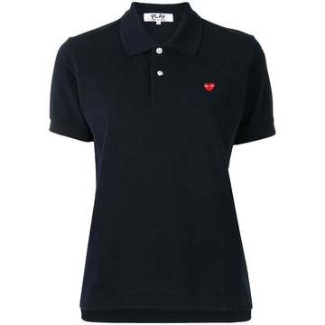 heart-embroidered short-sleeve polo shirt