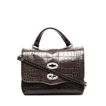 twist-lock croc effect tote bag