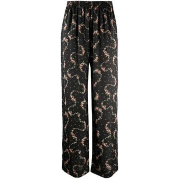 elasticated all-over floral print trousers