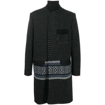 intarsia knit single-breasted coat