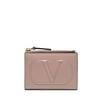 Pink VLOGO leather wallet
