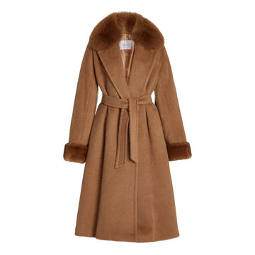 Delfino Fur-Trimmed Wool Coat