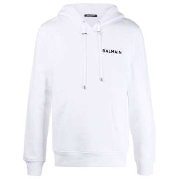 flocked logo cotton hoodie