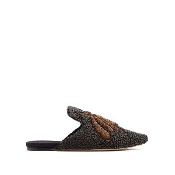 Ragno embroidered shearling slipper shoes