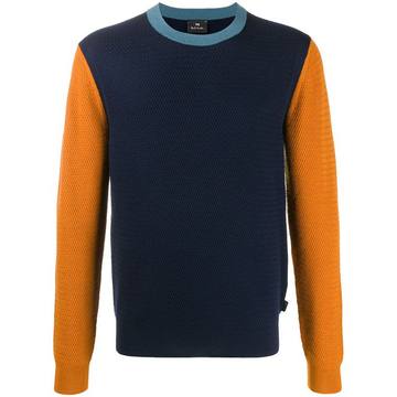 colour-block fine-knit jumper