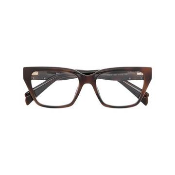 brown cat-eye glasses