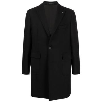 chevron-knit single-breasted coat