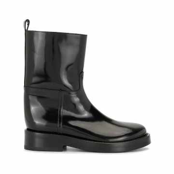 high-shine ankle boots