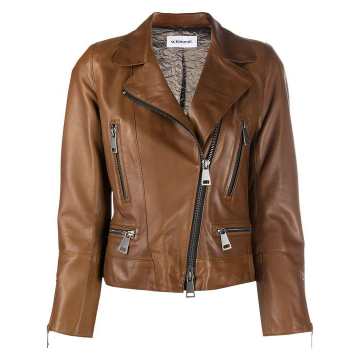 brown biker jacket