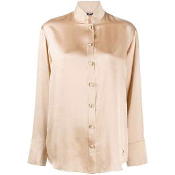 long-sleeved silk shirt