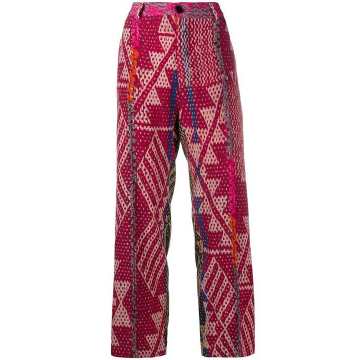 geometric print high-waist trousers