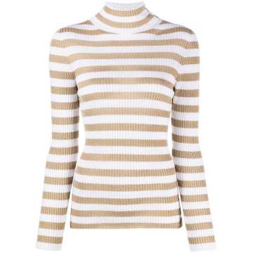 turtleneck metallic-stripe jumper