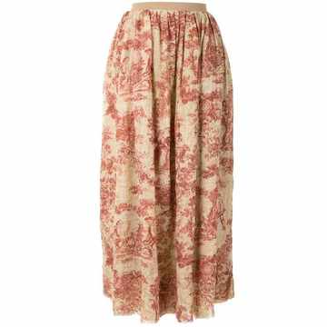 decorative-print midi skirt