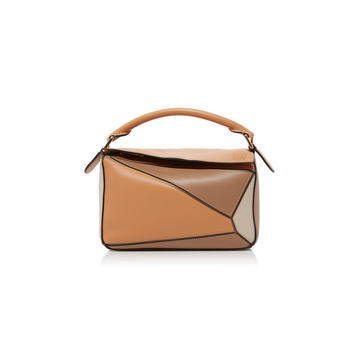 Puzzle Color-Block Leather Top Handle Bag