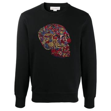 skull-embroidered sweatshirt