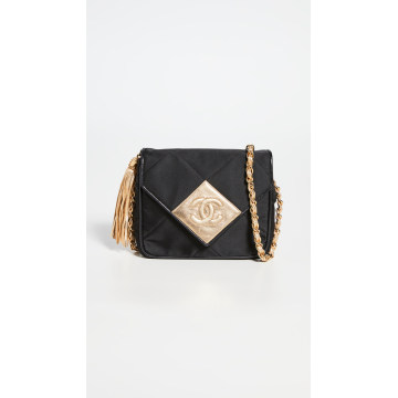 Chanel Black Satin Envelope Flap Small Bag