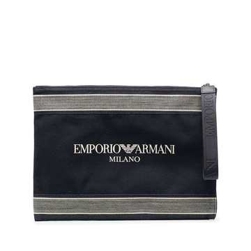 logo-print clutch bag