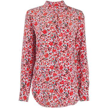 long-sleeve floral silk shirt