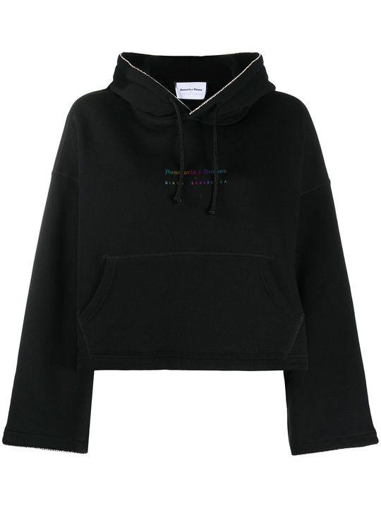 metallic-logo cropped hoodie展示图