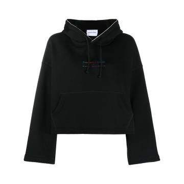 metallic-logo cropped hoodie