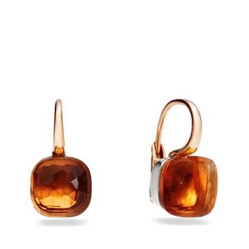 Large Nudo Madeira Quartz Rose Gold Earrings