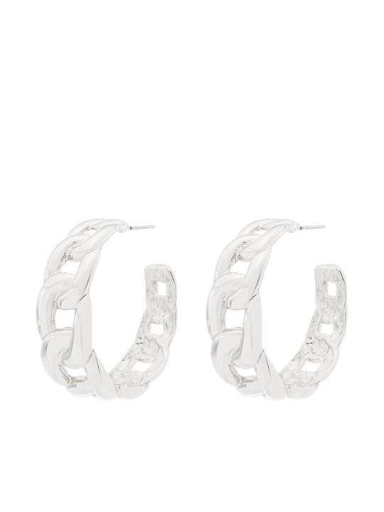 silver tone chain link hoop earrings展示图