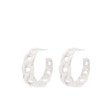 silver tone chain link hoop earrings