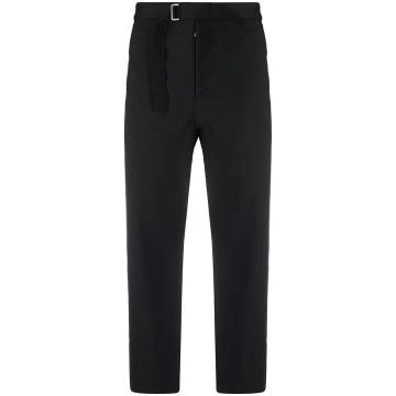 belted cropped leg trousers