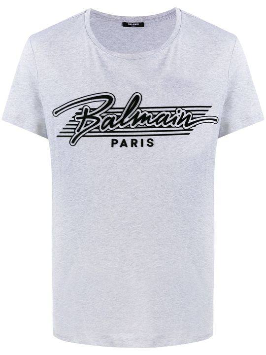 Balmain bi-color logo flocked t-shirt展示图