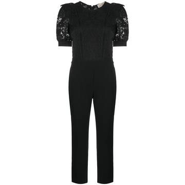 lace-panel tapered jumpsuit