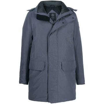 concealed-hood down-feather coat