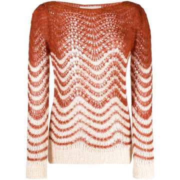 two-tone open-knit jumper