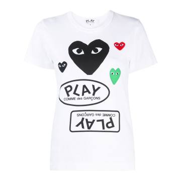 logo-print heart-motif T-shirt