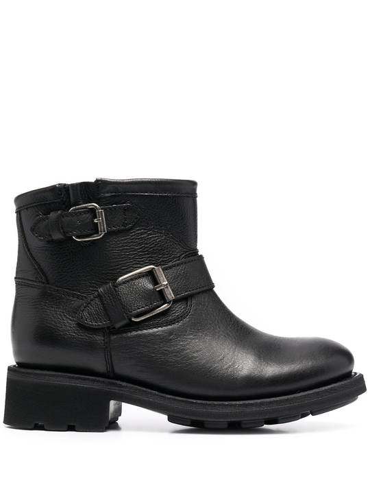 buckle-strap leather ankle boots展示图