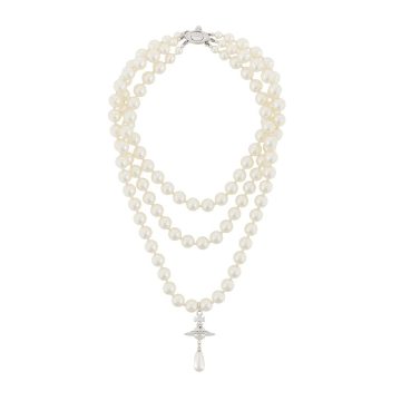 orb pendant faux-pearl necklace