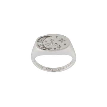 moon and star-embellished ring