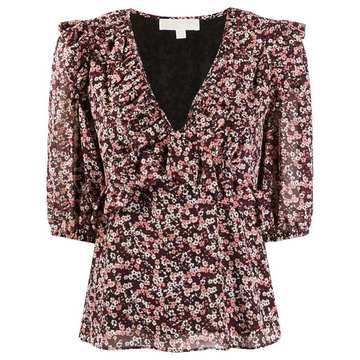 floral-print V-neck blouse